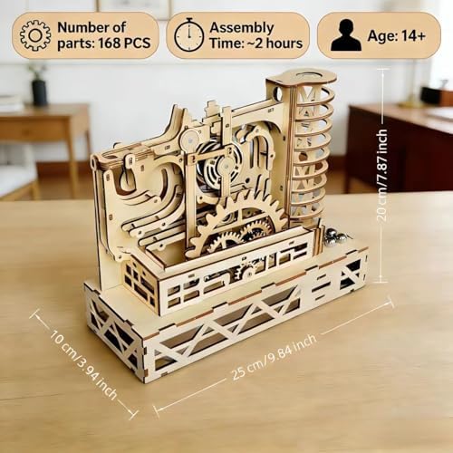 3D Wooden Puzzles for Adults, Motorized Marble Run Spiral Model Kit - Natural Wood DIY Craft Building Set, Unique Gift for Adults Men Women - Image 4