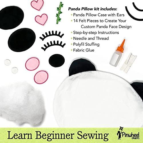 Pinwheel Crafts Beginner Sewing Kit for Kids 8-12 with DIY Panda Pillow - Image 3