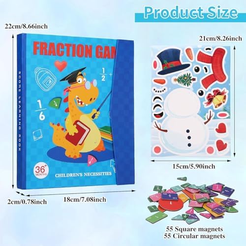 Easter Basket Stuffers Magnetic Fraction Educational Puzzle - 110pcs Math Fraction Manipulatives for Elementary,Montessori Magnetic Book Fraction Puzzle for Children - Image 2