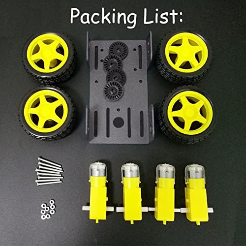 Premium 4WD Smart Robot Car Chassis Platform Kit for Arduino, Raspberry Pi, MicroBit - DC Electric Motor with Plastic TT Wheel, 3-6V Dual Shaft Gear Motor, Magnetic Gearbox Engine (Black) - Image 5