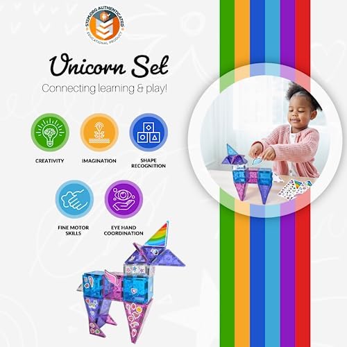 Tytan Tiles Ultimate Unicorn Magnetic Tiles Building Set, Adorable Kids’ STEM Toy, Creative Play, Shape & Pattern Recognition, Fine Motor Skills, Includes Storage Bag, Ages 3 and Up - Image 4