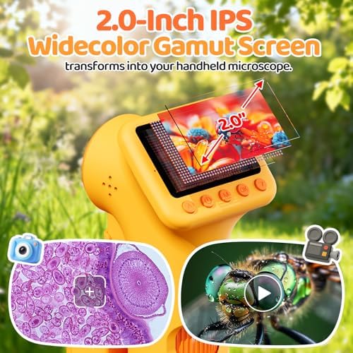 1600X Microscope for Kids, 2.0" Screen Toddler Toy, Yelllow - Image 3