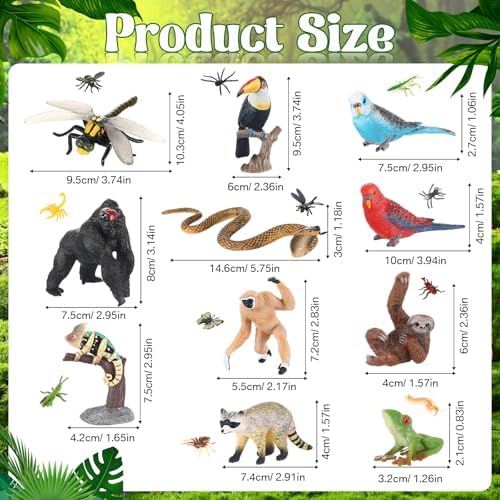 Gerrii 37 Pcs Rainforest Animal Figures Jungle Diorama Set for Project - Image 2