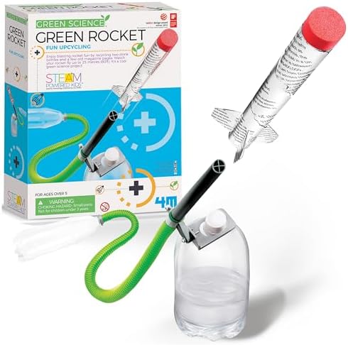 Green Science - Green Rocket - STEM Rocket Launcher for Kids - Build & Launch a Recycled Rocket with Air Pressure - Educational Toy for Young Scientists - Easy & Engaging Science Experiment by 4M