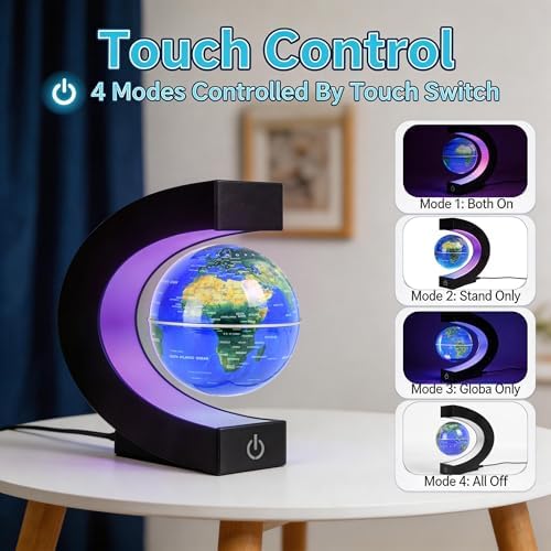 Magnetic Levitation Floating Rotating World globe for children With Colored Lamp And Touch Switch For Men Boss Cool home/Office Decor unique Gifts Or Kids Desk Tech accessories Gadget teenage Toys - Image 3