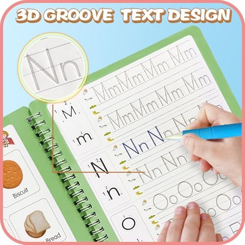 Magic Practice Copybook, Reusable Writing Practice Book, for Preschool Kids Age 3-8 ​Calligraphy 9.44in×6.29in(5 Books with Pens) - Image 5