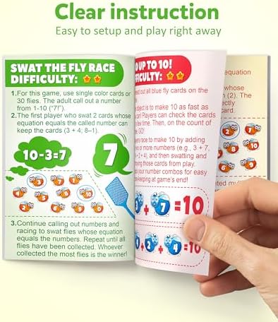 Coogam Math Counting Game, Math Manipulative Learning Swat The Fly Cards, Practice with Addition, Subtraction, Multiplication & Division, 1st 2nd & 3rd Grade Educational Toy for Homeschool - Image 4
