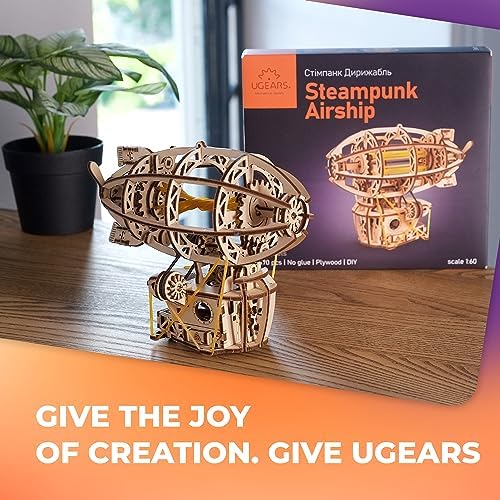 UGEARS Steampunk Airship 3D Wooden Puzzles for Adults - Wooden Model Kits for Adults Zeppelin Model Airship Steampunk Kit Brain Teaser, Hobby Set Home Decoration - Image 5
