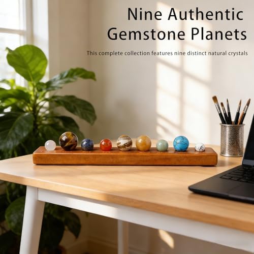 Runyangshi Nine Planets Crystal Ball Set in Display Case - Natural Stone Solar System Model with Black Foam Liner, Space & Astronomy Decor Collection - Image 5