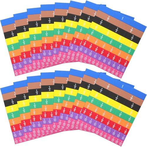 Sayglossy 16 Sets Fraction Tiles Set for Math Classroom Fractions Manipulatives Math Learning Manipulatives for Home School Supplies by Sayglossy