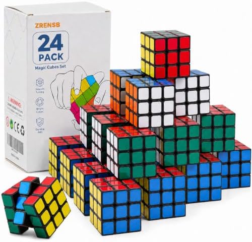 24 Pack Mini Puzzle Cubes, 1.18 Inch 3x3 Mini Magic Cube Bulk Party Favors by HighQualityFlagship