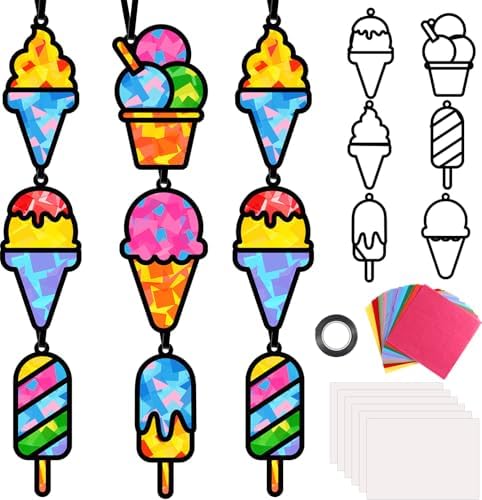 Qyeahkj 36Set Ice Cream Suncatchers Crafts Kit for Kids by Qyeahkj