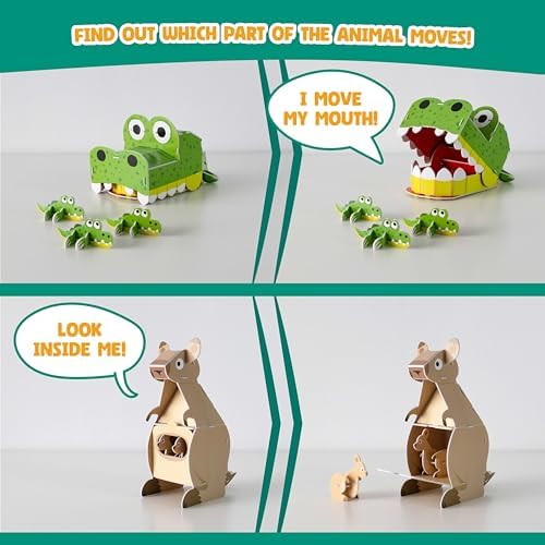 BONNYCO 3D Puzzles for Kids Toys Jungle Animals Pack 8. 3D Puzzle Jigsaw 6-8 9-13, Educational Girl and Boy Toys. Gifts for Kids Activity, Birthday Gifts for Boys. Rompecabezas 3-D Foam, Christmas - Image 5