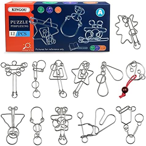 KINGOU 12 Pcs Metal Wire Brain Teaser Logic Puzzles Set by Unknown
