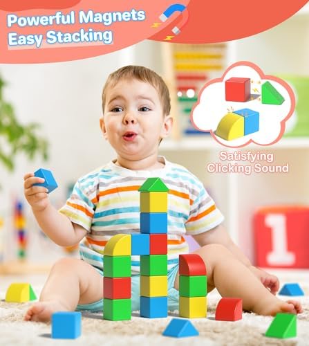 Magnetic Blocks for Kids Ages 1-3, Large Magnet Toys Toddler Building - Image 4