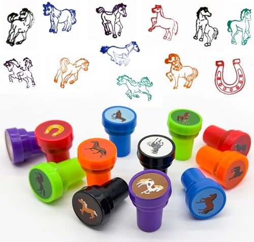 Cinrobiye 24 Pcs Horse Party Favors Stampers for Boys Girls，Pre-Inked Western Pony Stamp Set for Birthday Party Supplies Cowboy Themed Goody Bag Fillers Classroom Rewards Pinata Prizes DIY Crafts - Image 4