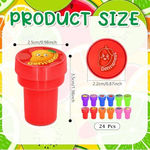 Cinrobiye 24 Pcs Fruit of the Spirit Stampers Party Favor Set, Cute Bible Learning Stamps for Kids Sunday School, Church Classroom Rewards, Faith Based Gifts, Goody Bag Fillers - Image 2