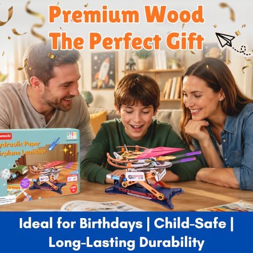 2-in-1 Hydraulic Paper Airplane & Dart Launcher 3D Wooden Puzzle - Image 6