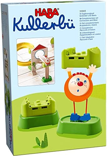 HABA Ball Run Expansion Set, Kullerbu Connectors and Base Building Set for Elevated Marble Runs and Tracks - 8 Piece STEM Toys Accessory Set by HABA
