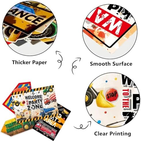 WERNNSAI 12 PCS Construction Party Signs Truck Road Sign Cutouts - Image 6