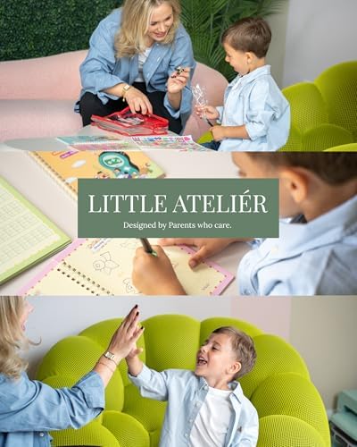 Little Ateliér Magic Grooved Writing Practice for Kids 3-8 Year Old – Reusable Grooved Handwriting Workbooks, Indented Handwriting Practice, Carrying Bag, Stickers, Pen, 5 Refills - Image 6