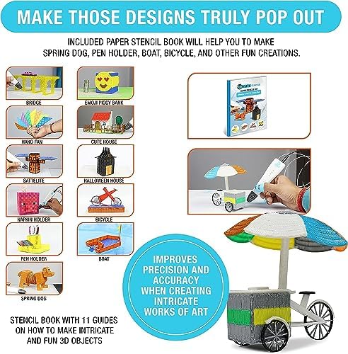 3Dmate Starter - Transparent 3D Pen Mat 9 x 7 Inches with Compatible Stencils Book - Flexible Two-Sided Heat-Resistant Silicone - 3D Pen Accessories - Templates for Kids, Adults - Image 5