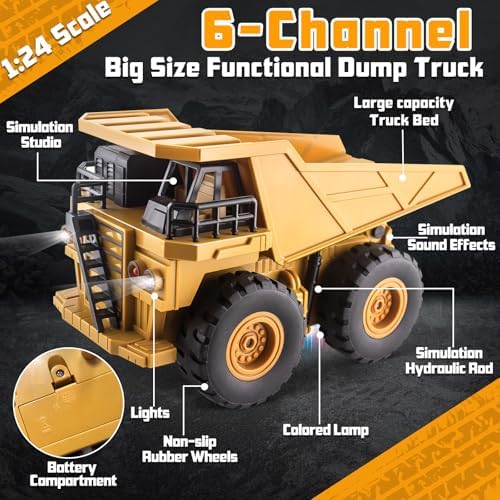 2 Pack Rc Construction Vehicles, Remote Control Excavator & Dump Truck Set - Image 4