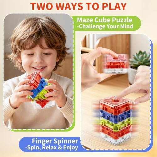 Infowush 2-in-1 Fidget Spinners Maze Cube - Fidget Toys for Kids & Adults - Image 3