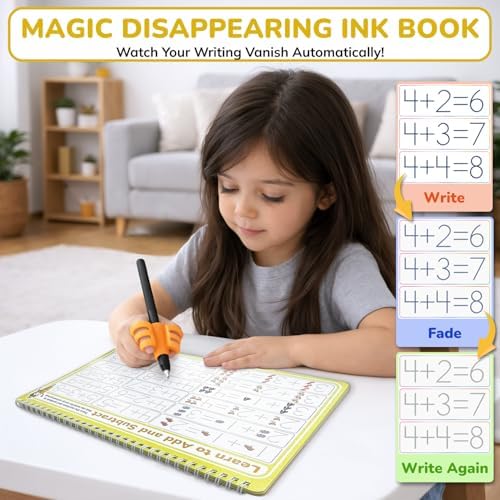 LEOGOR Magic Grooved Writing Practice for Kids - 6 Grooved Writing Books for Kids 3-5 & 6-8 - Disappearing Ink Handwriting Books - Traceable Letters Numbers for Preschool - Reusable Learning Activity - Image 4