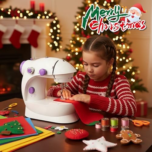 Mini Sewing Machine for Beginners-Maquina de Coser, Easy Automatic Sewing Machine with Extension Table, Household Electric Portable Sewing Tool with Sewing Kit, Small, for All Age, Kids or Adults - Image 2