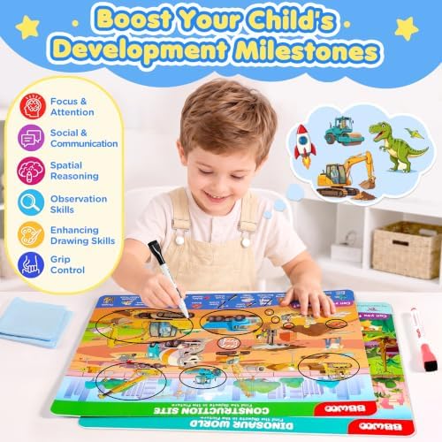 BBWOO 2 in 1 Search and Find Activity,Coloring Books,Dinosaur Preschool Toy - Image 5