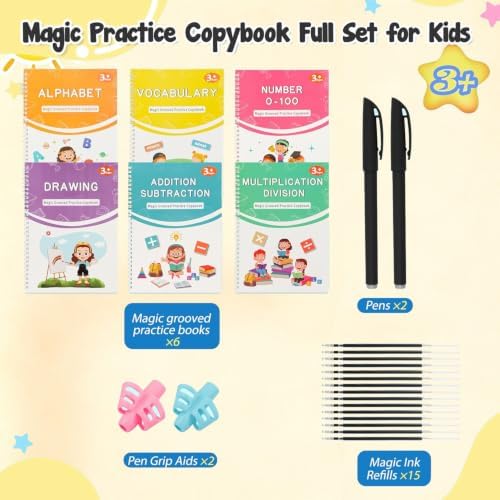 Magic Grooved Writing Practice Books for Kids, Reusable Tracing Workbooks - Image 2