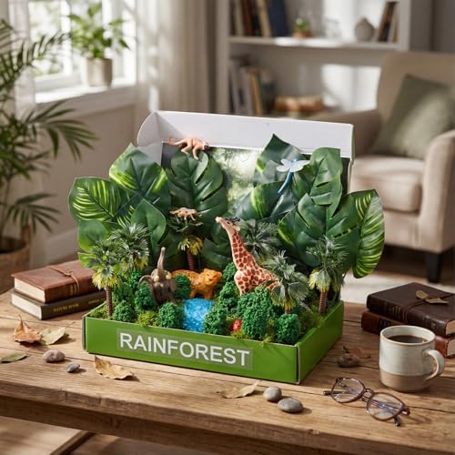 AmazingSpark 72 Pcs Rainforest Diorama Box Kit Jungle Habitat Project - Image 5