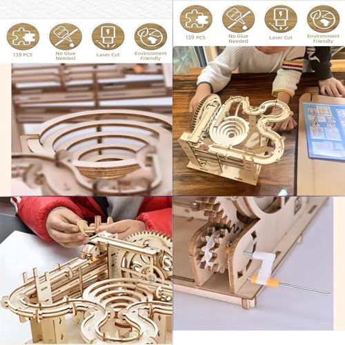 3D Wooden Puzzles for Adults Marble Run Kit - 159pc 4 Steel Marbles Build Mechanical Maze Model STEM Toys for Teens Adults, 4hr Challenge, No Glue Needed & Desk Kinetic Art, Ages 14+ - Image 5