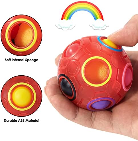 Vdealen Magic Rainbow Puzzle Ball, Fidget Ball Puzzle Brain Teaser Fidget Toy for Boys & Girls- Birthday Party Easter Valentines Christmas Stocking Stuffers for Kids Teen & Adults(Red) - Image 3