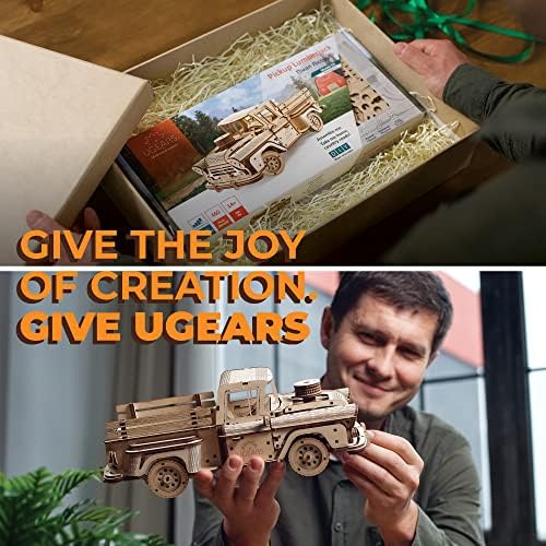 UGEARS Wooden 3D Puzzles for Adults - Pickup Lumberjack Model Car Kits 3D Puzzle Adult Crafts - Mechanical Wooden Model Kits for Adults Retro Chevrolet 3100 Inspired - Image 3