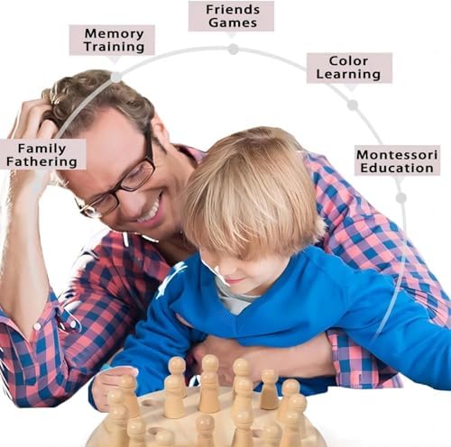 Wooden Memory Chess Board Game: Color Wooden Memory Chess Game for Brain Train for Kids Toddler Learning Educational Toys - Montessori Learning Toys for 3 4 5 6 7 8+ Year Old Boy Girl Gift - Image 5