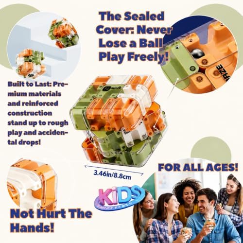 1 Sets Large Labyrinth 3D Maze Cube Puzzle Maze Game Gravity 3D Puzzle Cube Brain Teaser Ball Games for Kids Education Sensory Toys Gift for Adults (Classical,Green) - Image 2