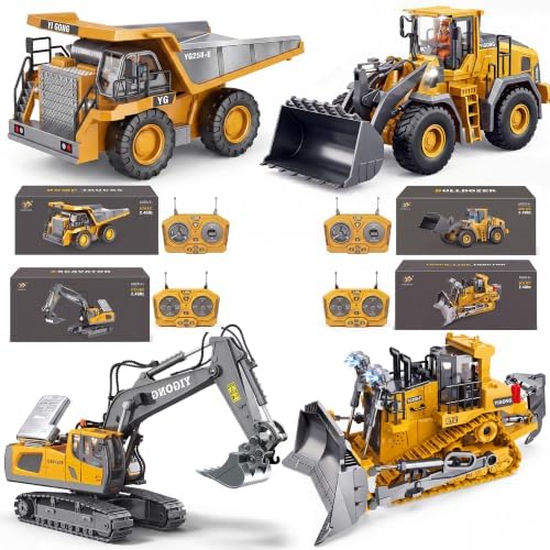 Excavator Set，rc Dump Truck Command The Site Conquer The Dir，2.4Ghz Remote Control Construction Vehicle Set Children's Toys，Alloy Material Simulate True Scale (4-Pcs Set) by WelcometoBLQCSLH
