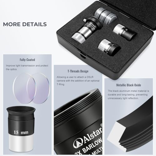 Alstar Telescope Accessory Kit 8-Piece, 1.25" Eyepiece Set & Filter Set - Image 6