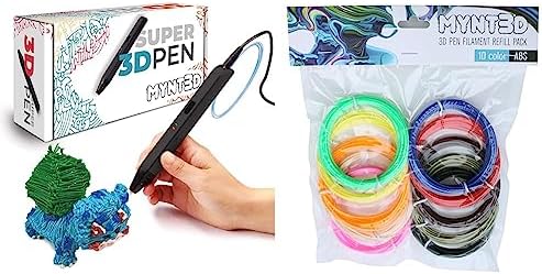 MYNT3D Super 3D Pen with 10-Color ABS Filament Refills - Create 3D Art by MYNT3D