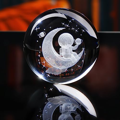 3d Astronaut Moon Crystal Ball Planets Space Decor Astronomy Science Gift - Image 2