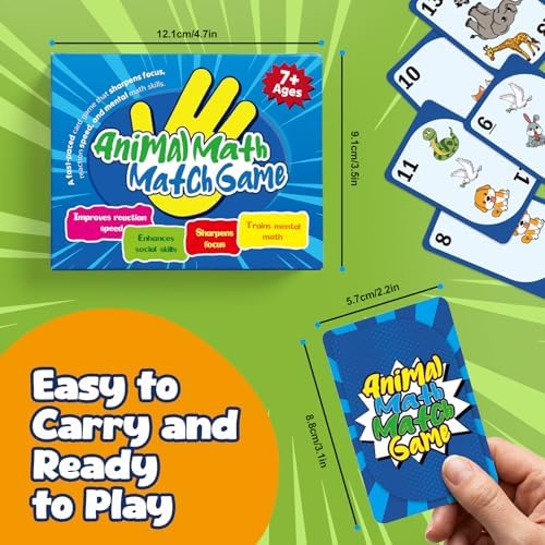 Animal Math Match Game - Fun-Filled Kids Educational Game for Ages 7+ - Entertaining Card Game for Kids and Family - Easy to Learn, Fast paced, Fun and Exciting - Quick-Counting Game for 2-4 Players - Image 6