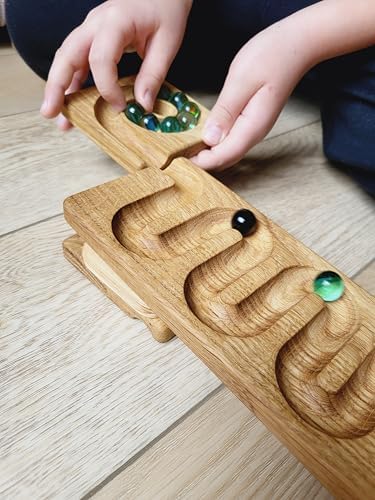 Marble Race Marble Personalized Wooden Maze Board Ball Run Course Gift for Kids Winding Track Roller (River) - Image 6