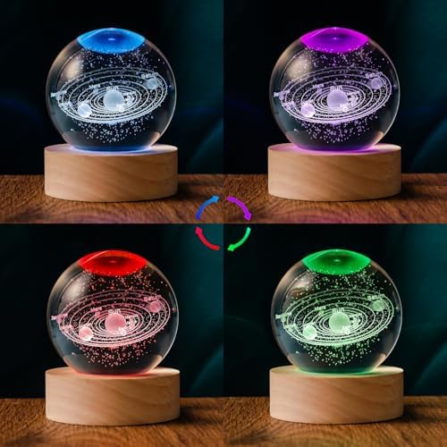3D Solar System 60mm Crystal Ball Astronomy Universe Gifts 3D Solar System Planets Model Science Space Themed Physics Gifts Night Light lamp for Kids Men Him Science Teacher - Image 4