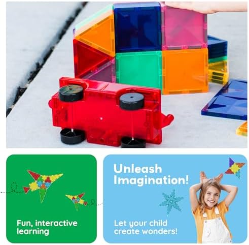 PicassoTiles Magnetic Vehicle Set, STEM Car Building Toy for Kids Ages 3+ - Image 4