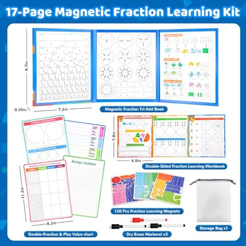 Magnetic Fraction Manipulatives for Kids, 2Pcs fraction playbook Math Set - Image 2