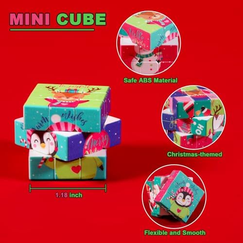 12 Pcs Premium Mini Cubes, Christmas 1.18" 3x3x3 Puzzle Cube Set with Fine-Textured Surface Finish, Stocking Stuffers, Birthday Party Favors, Classroom Prizes, Stress Relief Fidget Toys - Image 5