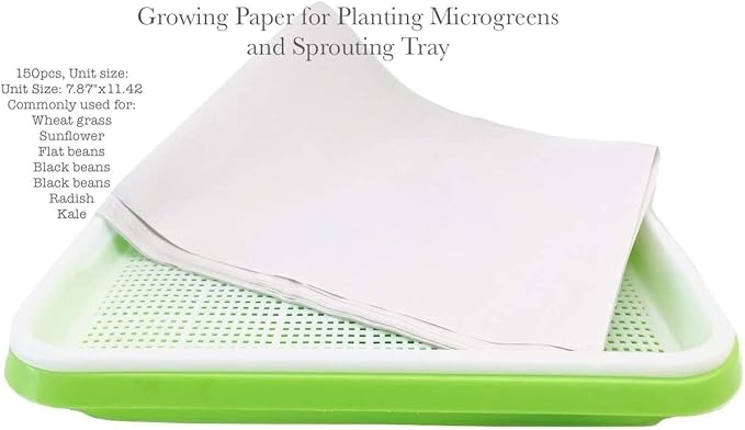 Pack of 150 pcs Germinating Growing Paper Seed Sprouter Vegetable Microgreens Planting Paper 7.8" x 11.4". Fit for Plant Germination Tray (13.4"x 9.8") Trays NOT Included