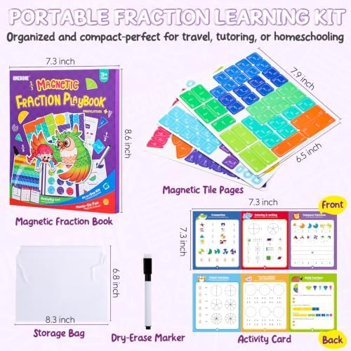 Magnetic Fraction Playbook with Tiles & Circles Kid Fraction Manipulatives - Image 3